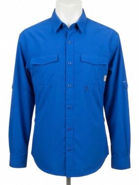 NWOT Columbia Bright Blue Omni-Shade SPF Long Sleeve Fishing Shirt. Men’s Large.